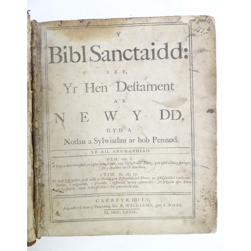 1957 - Book: A Welsh Family Bible of Old and New Testaments, with Notes and Reflections on Each Chapter, by... 