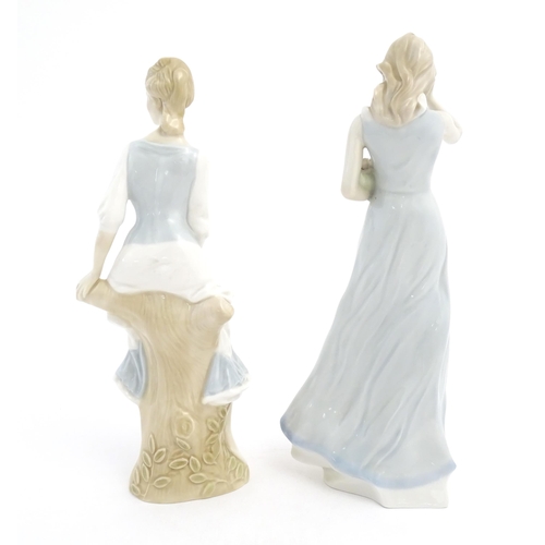 166 - Two Royal Doulton figures / ladies from the Reflections collection comprising Windflower HN3077 and ... 