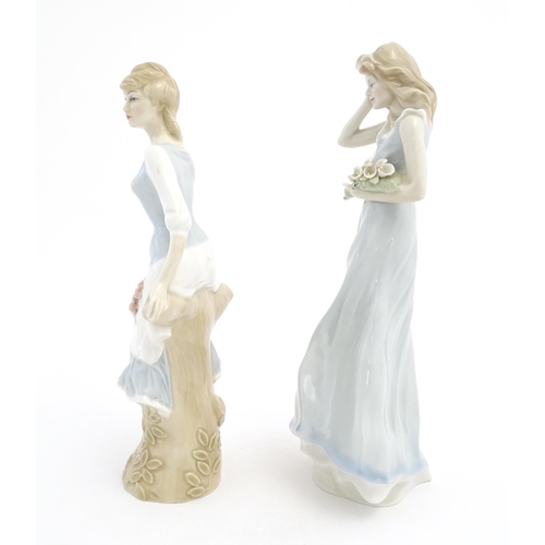 166 - Two Royal Doulton figures / ladies from the Reflections collection comprising Windflower HN3077 and ... 