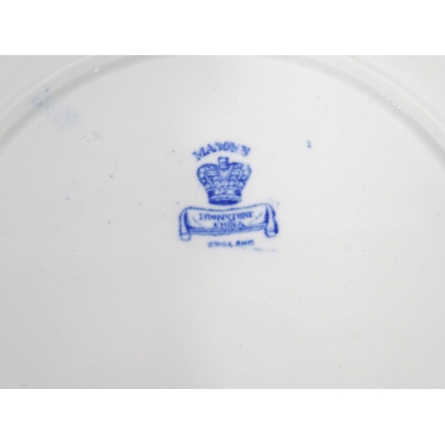 187 - A quantity of assorted blue and white dinner wares to include dinner plates, meat plate, serving dis... 