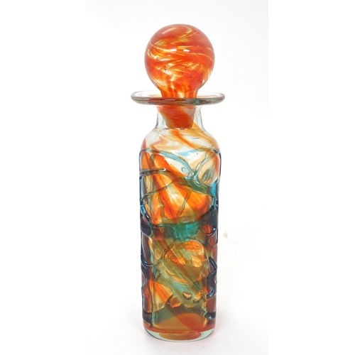 194 - A medina Art glass decanter and stopper Approx 12