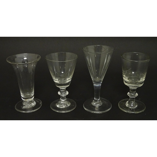 204 - Four assorted Georgian and later drinking glasses. Tallest approx. 4 1/2