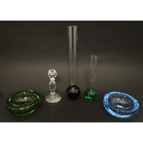 233 - Assorted studio / art glass to include examples by Whitefriars, Swarovski, etc. Tallest approx. 9 1/... 