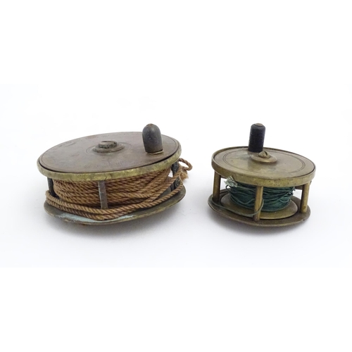 874 - Fishing : a quantity of vintage tackle, comprising a 19thC Graham of Inverness centrepin reel, of br... 