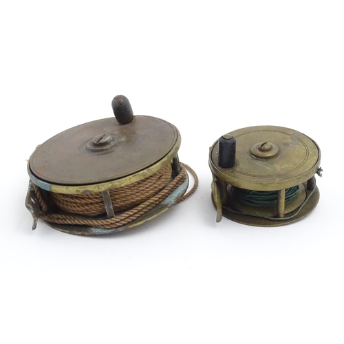 874 - Fishing : a quantity of vintage tackle, comprising a 19thC Graham of Inverness centrepin reel, of br... 