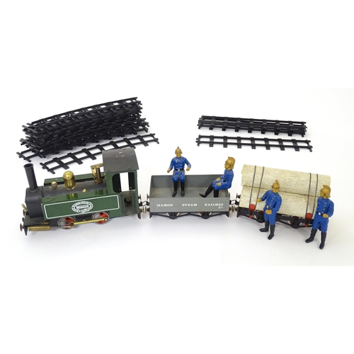 119B - Toy: A Mamod model Live Steam Railway Goods Train set RS1, with locomotive, wagons, track, etc. With... 