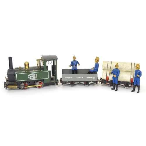 119B - Toy: A Mamod model Live Steam Railway Goods Train set RS1, with locomotive, wagons, track, etc. With... 