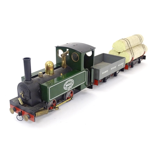 119B - Toy: A Mamod model Live Steam Railway Goods Train set RS1, with locomotive, wagons, track, etc. With... 