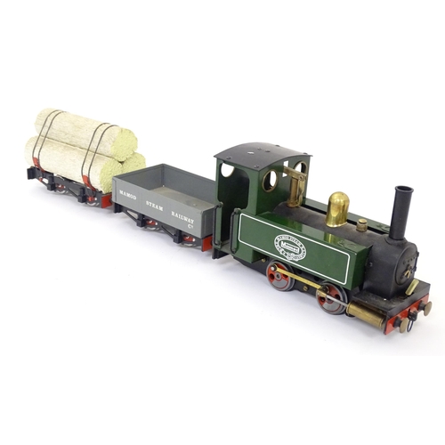 119B - Toy: A Mamod model Live Steam Railway Goods Train set RS1, with locomotive, wagons, track, etc. With... 