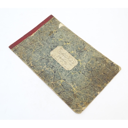 1961 - Two early 19thC books with marbled covers containing various handwriting / calligraphy specimens, th... 