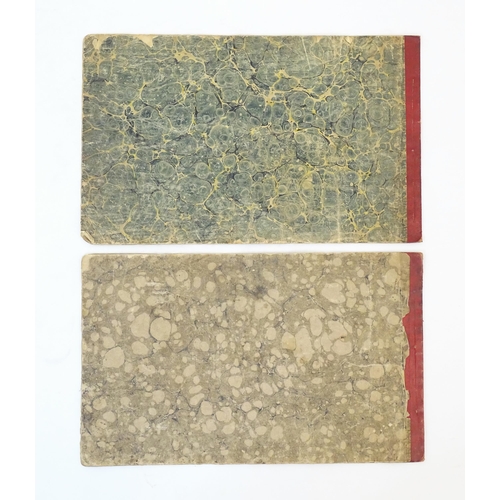 1961 - Two early 19thC books with marbled covers containing various handwriting / calligraphy specimens, th... 