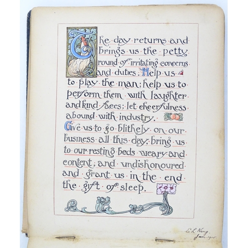 1964 - An early 20thC autograph album / scrapbook containing various handwritten verses, drawings, a waterc... 