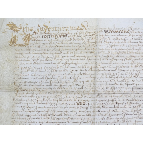 1969 - A 17thC vellum indenture document for Counterpart of Lease, dated 1677, signed A Chapman and sealed ... 