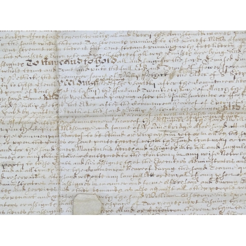 1969 - A 17thC vellum indenture document for Counterpart of Lease, dated 1677, signed A Chapman and sealed ... 