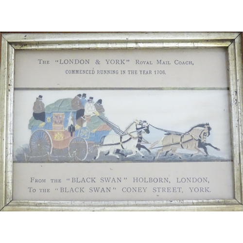 1973 - Two 19thC stevengraphs in maple frames, to include The London & York Royal Mail Coach, from the Blac... 