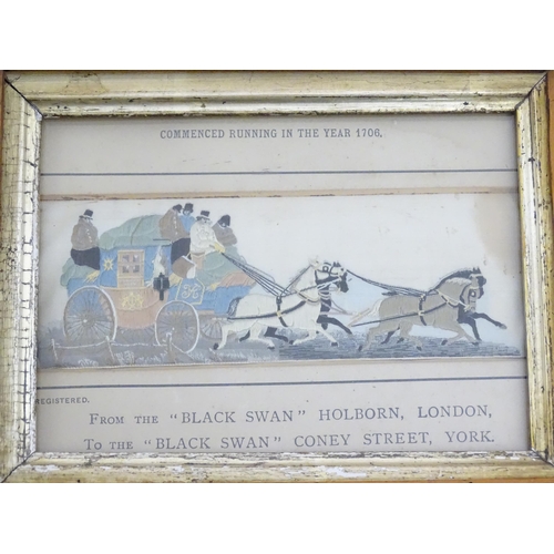 1973 - Two 19thC stevengraphs in maple frames, to include The London & York Royal Mail Coach, from the Blac... 