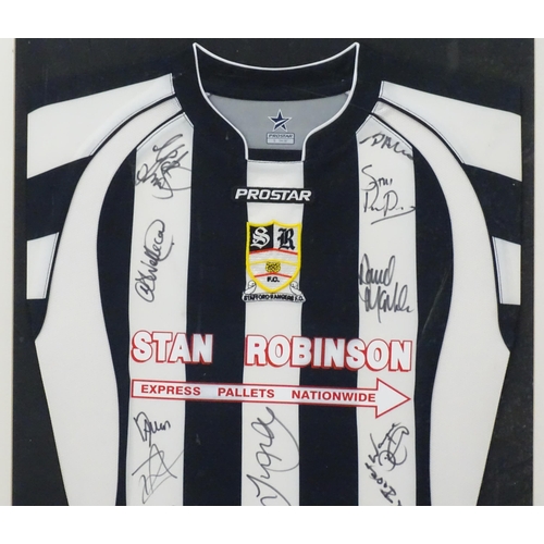 1976 - Football, sporting memorabilia: a modern contemporary framed Stafford Rangers Football Club kit shir... 