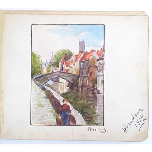 1964 - An early 20thC autograph album / scrapbook containing various handwritten verses, drawings, a waterc... 