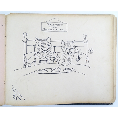 1964 - An early 20thC autograph album / scrapbook containing various handwritten verses, drawings, a waterc... 