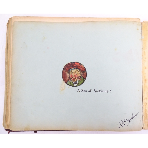 1964 - An early 20thC autograph album / scrapbook containing various handwritten verses, drawings, a waterc... 