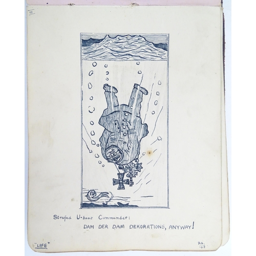 1964 - An early 20thC autograph album / scrapbook containing various handwritten verses, drawings, a waterc... 