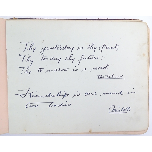 1964 - An early 20thC autograph album / scrapbook containing various handwritten verses, drawings, a waterc... 