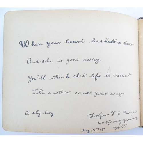 1964 - An early 20thC autograph album / scrapbook containing various handwritten verses, drawings, a waterc... 