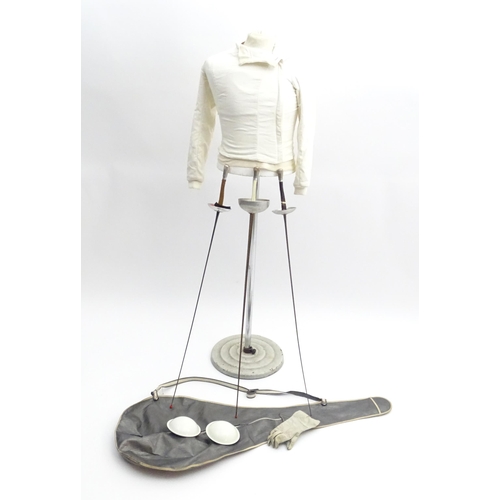 877 - Items of sport Fencing equipment, comprising a jacket by Paul, three foils, two protective panels, g... 