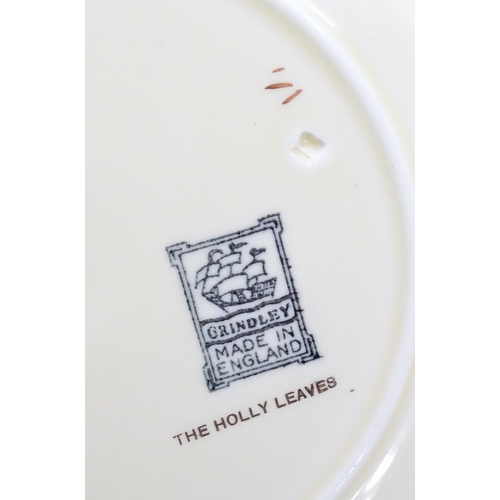 189 - A quantity of Grindley dinner wares in the pattern The Holly Leaves, to include oval serving plates,... 