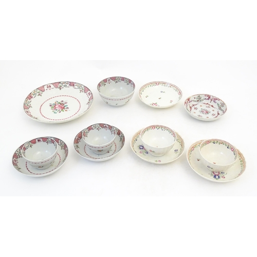 74 - A quantity of assorted English 18thC and later tea wares with floral and foliate decoration to inclu... 