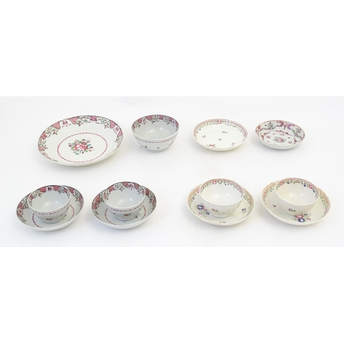 74 - A quantity of assorted English 18thC and later tea wares with floral and foliate decoration to inclu... 