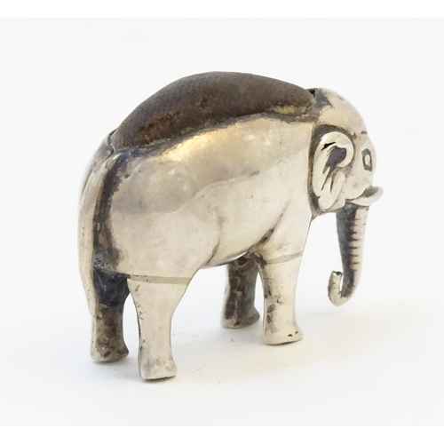 88 - An early 20thC novelty silver pin cushion modelled as an elephant, hallmarked Birmingham 1906, maker... 
