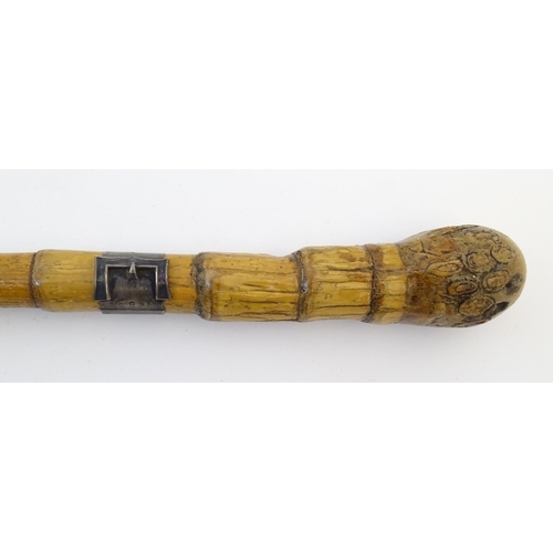 886 - Four 19thC and later walking sticks / canes to include a Victorian antler handled example with silve... 