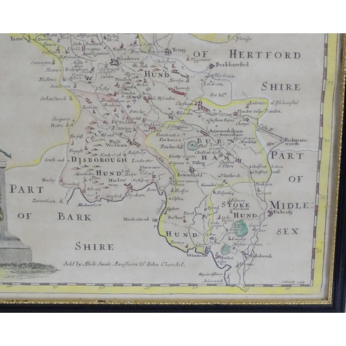 2033 - Map: An engraved map of Buckinghamshire after Robert Morden. Approx. 16 3/4