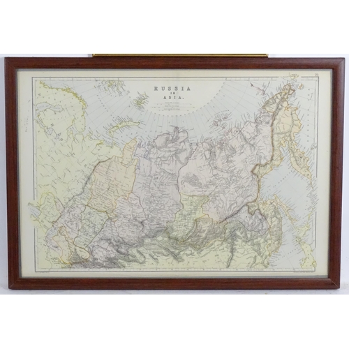 2046 - Maps: A lithographic map, titled Russia in Asia, after Edward Weller. Published in Blackie's The Com... 