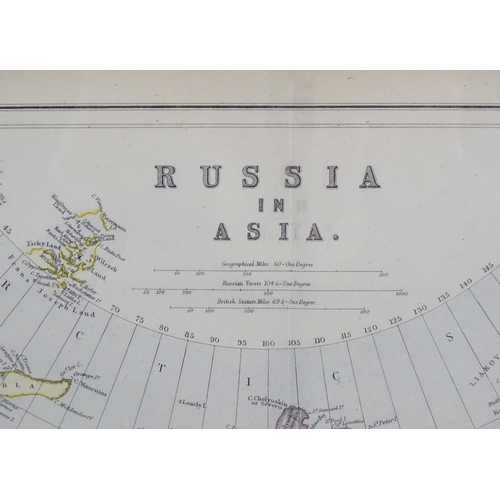 2046 - Maps: A lithographic map, titled Russia in Asia, after Edward Weller. Published in Blackie's The Com... 