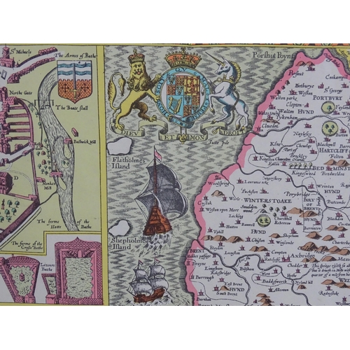 2047 - Map: A map of Somerset after John Speed, titled Somersetshire - 1610, with insets depicting Bath and... 