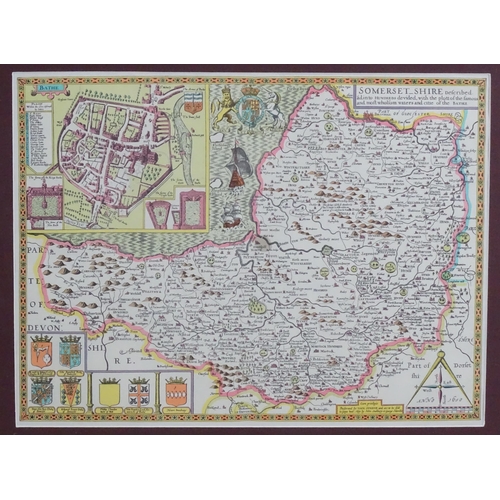 2047 - Map: A map of Somerset after John Speed, titled Somersetshire - 1610, with insets depicting Bath and... 