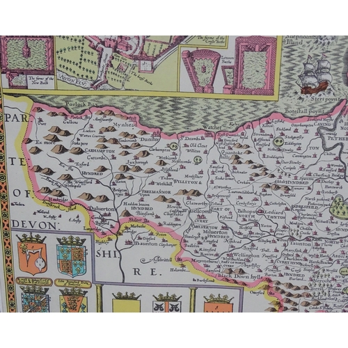 2047 - Map: A map of Somerset after John Speed, titled Somersetshire - 1610, with insets depicting Bath and... 