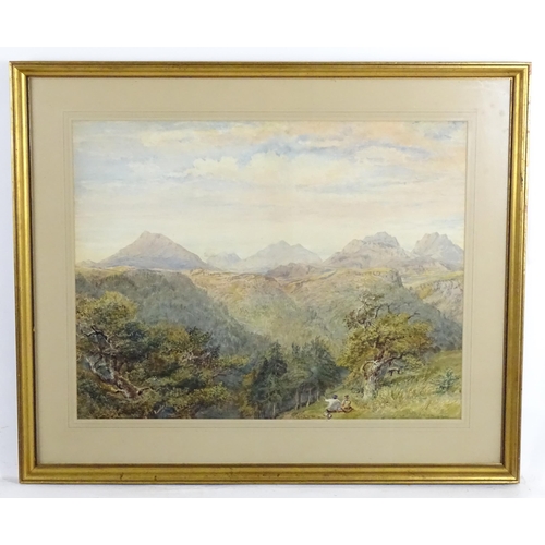 1202 - 19th century, Topographical Watercolour, Snowdon from Llanrwst, Snowdonia, Wales, A Welsh landscape ... 