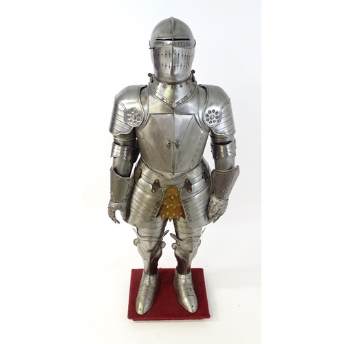 1815 - Militaria: a 20thC medieval style display/novelty suit of armour, constructed from articulated steel... 