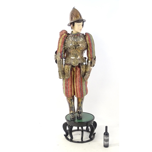 1818 - Militaria: a 20thC Papal Guard style display suit of armour, constructed from silver plated panels a... 