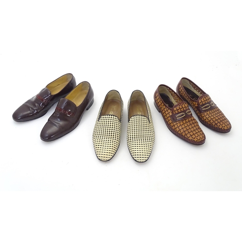 1979 - Vintage fashion / clothing: 3 pairs of continental men's slip on shoes with leather soles. Including... 