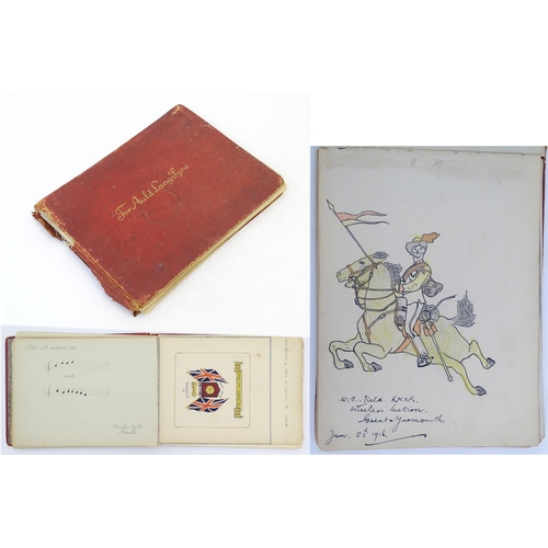 1972 - An early 20thC scrapbook / album containing various watercolours, ink drawings, text and signatures ... 