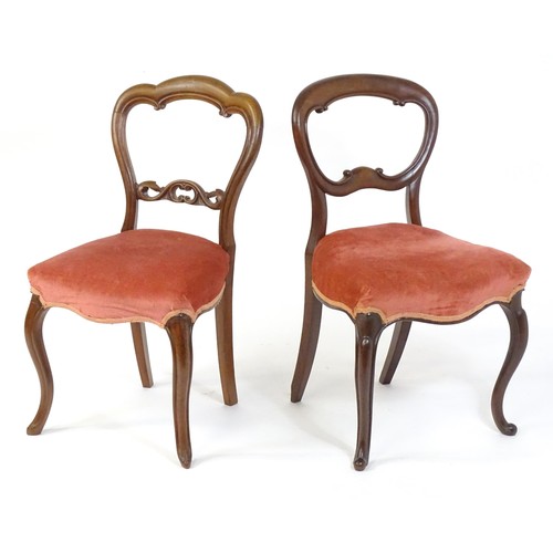 37 - Two 19thC mahogany balloon back chairs, raised on cabriole legs. 19