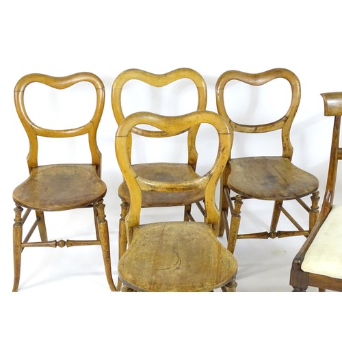 44 - Four early 20thC balloon back chairs, together with a 19thC side chair and a modern lathe back Winds... 