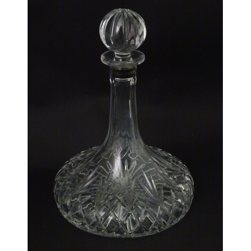 15 - A mid to late 20thC cut glass ship's decanter by Thomas Webb, approx 11