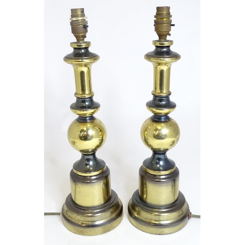 66 - A pair of metal table lamps. Each approx 17 1/2