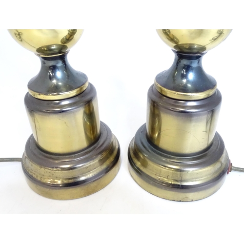 66 - A pair of metal table lamps. Each approx 17 1/2