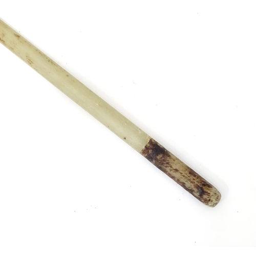 944 - A mid 20thC riding crop mount, with antler handle, silver collar and fibreglass core. Approx 20 1/4